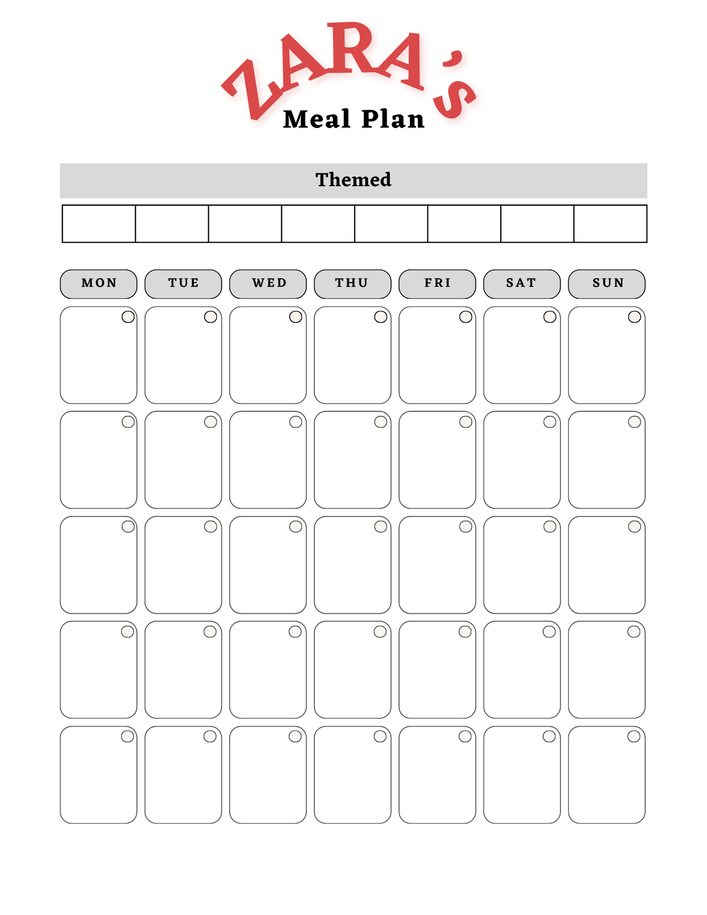 Personal Meal Planner -Comprehensive Focused Printable