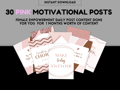 Pink Motivational Posts  (1 month of content)